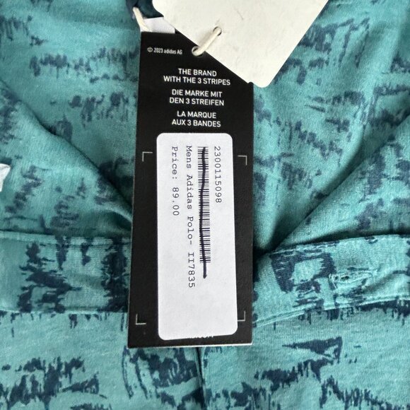 Adidas Polo Golf Shirt Mens 2XL Go-To Printed Green‎ Blue Shirt Preppy II7835 - Picture 13 of 16